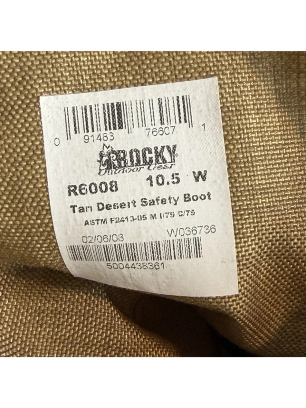 Rocky R6008 Tan Desert Safety Boots Men’s 10.5 W Steel Toe Vibram Tactical